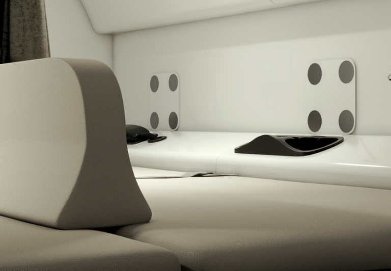 light crew rest mattress in pilot bunk detail
