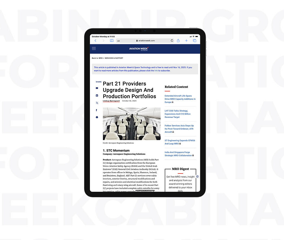 Article MRO Marketplace October 2025 - Cabinair Group