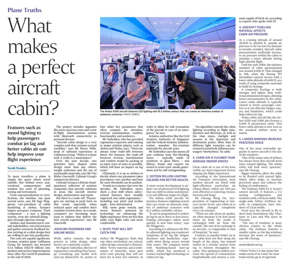 Cabinair Group - The future of the aircraft cabin - The Straits Times